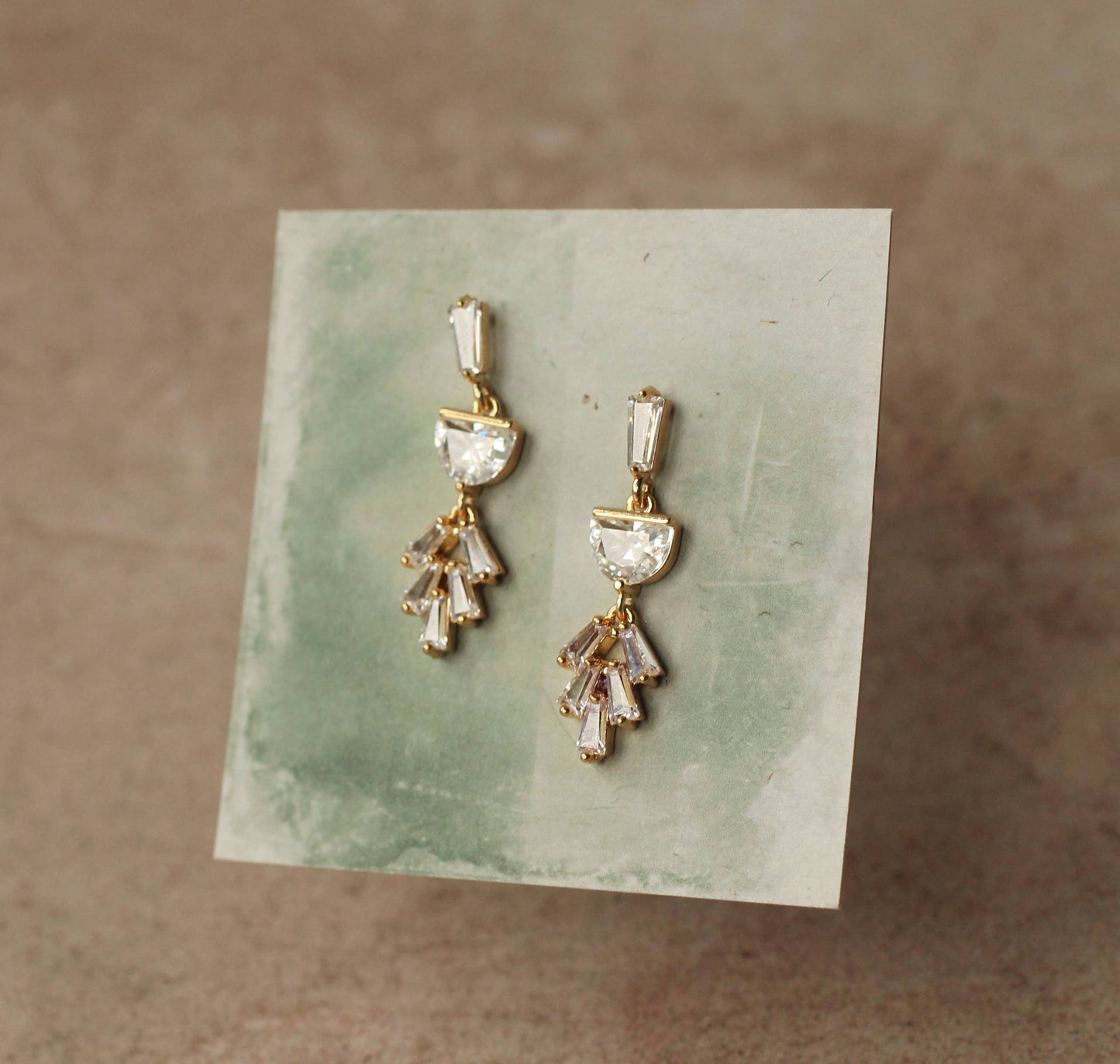 Art Deco Crystal Moon Earrings