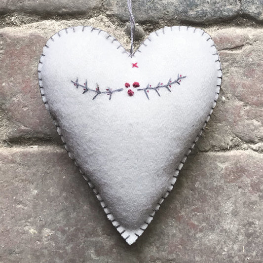 Embroidered Berry Branch Heart