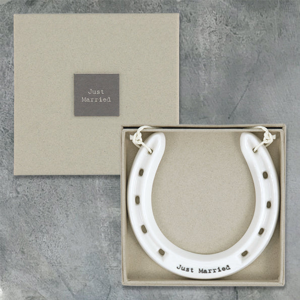 Just Married Porcelain Horseshoe