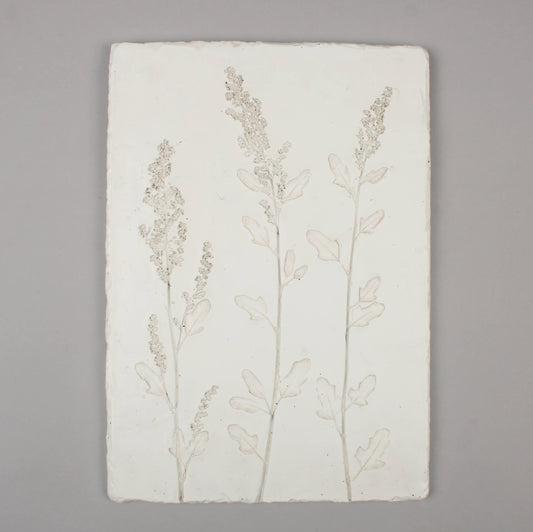 Pressed Wildflower Wall Plaque White Plaster-look Floral Art