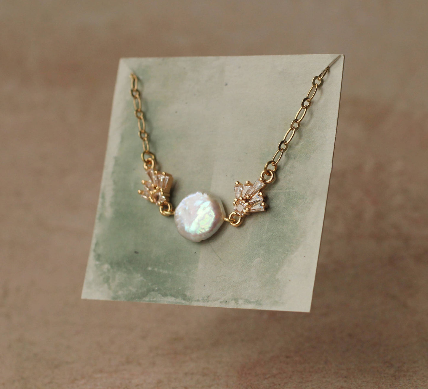 Gold Art Deco Freshwater Pearl Chain Bracelet