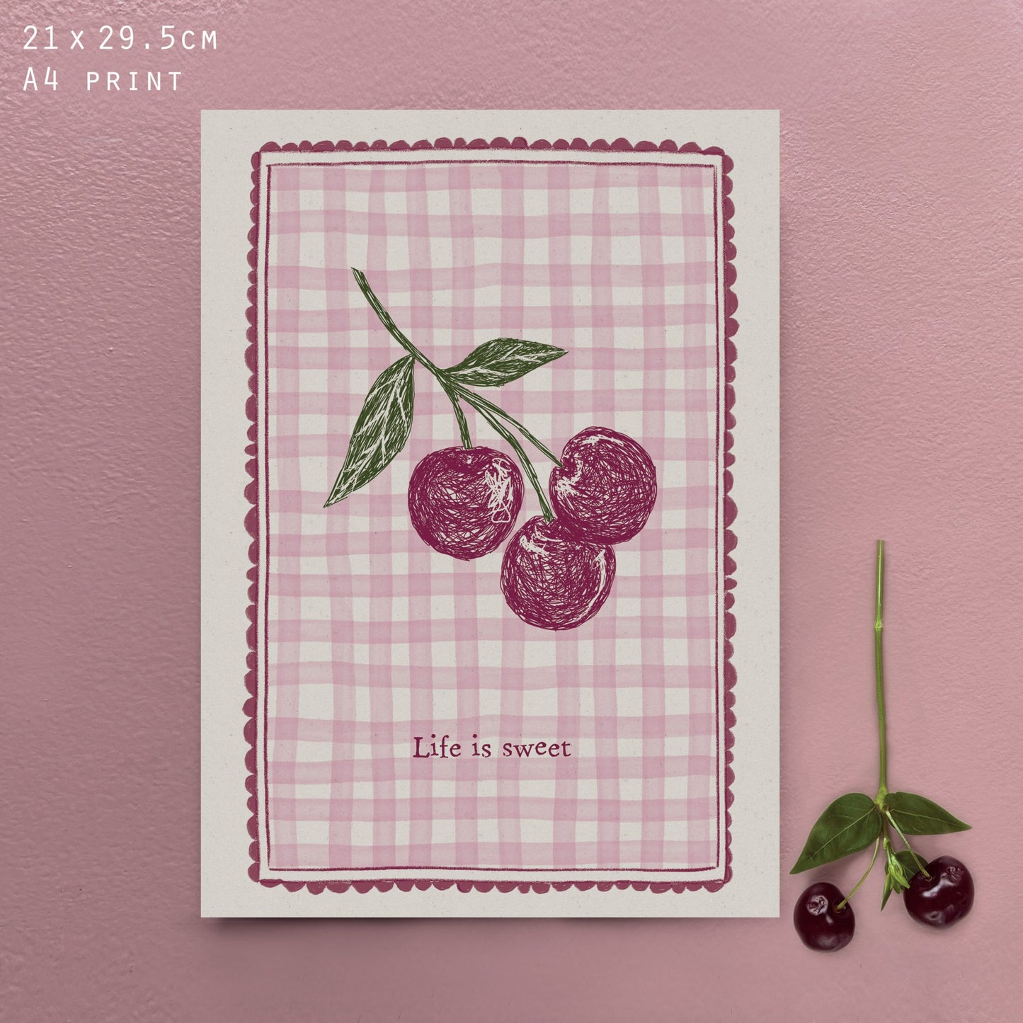 Cherries Life is Sweet Fruit Print