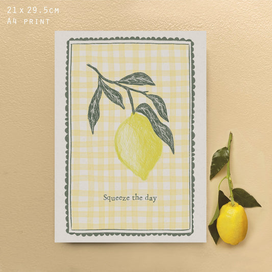 Squeeze The Day Lemon Fruit Print