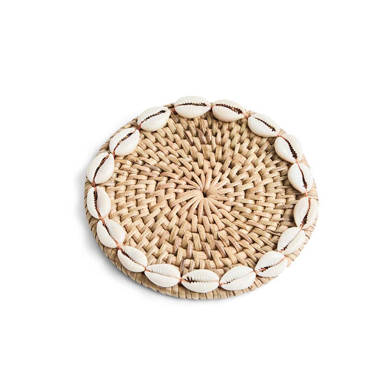 Rattan Cowrie Shell Coaster