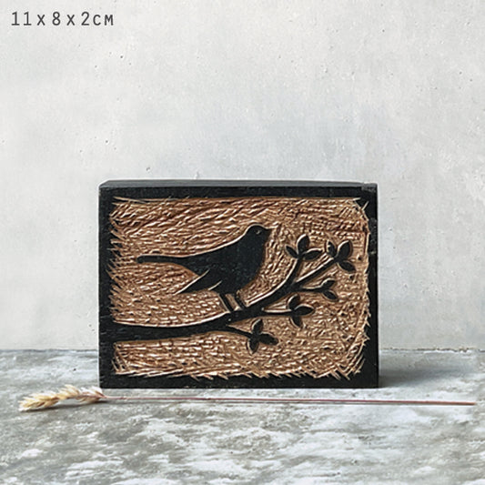 Black Bird Wooden Block