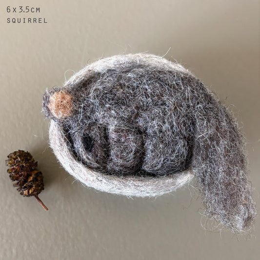 Sleeping Squirrel Needle Felted
