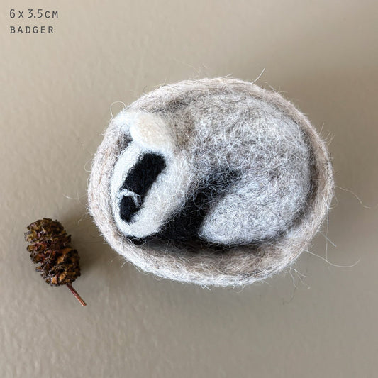 Needle Felted Sleeping Badger