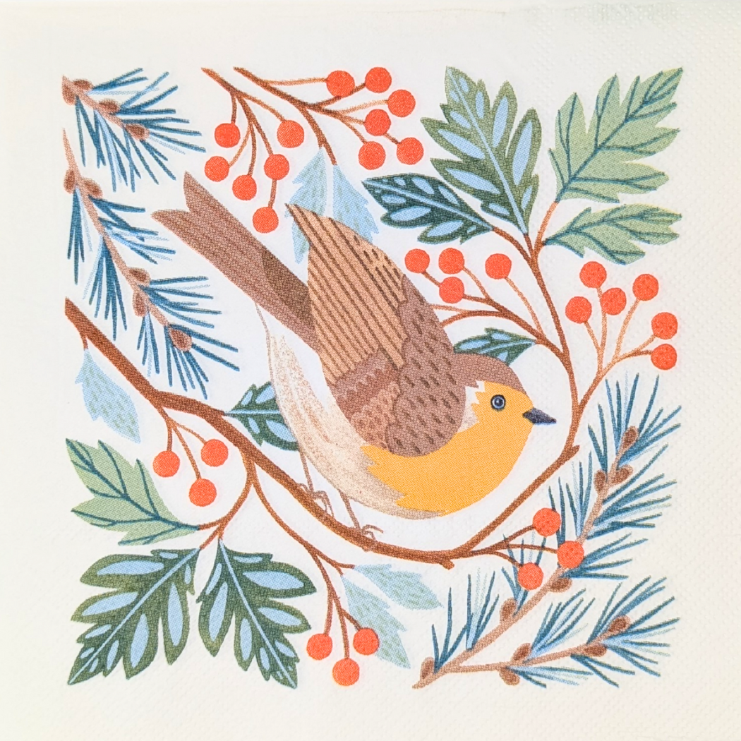 Christmas Robin Festive Paper Napkins