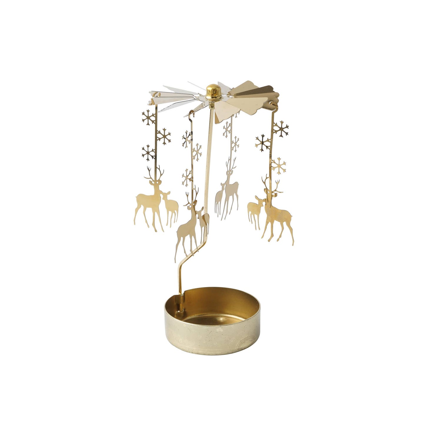 Gold Christmas Reindeer Tealight Spinner