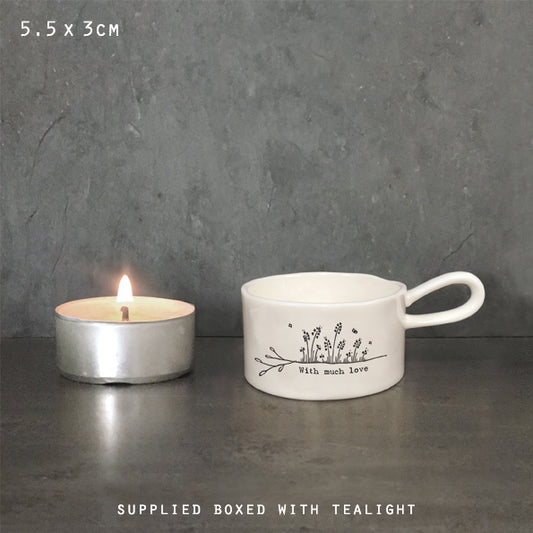 With Much Love Handled Tea Light Holder