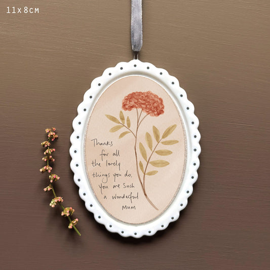 Thanks Lovely Things Mum Scallop Oval Frame