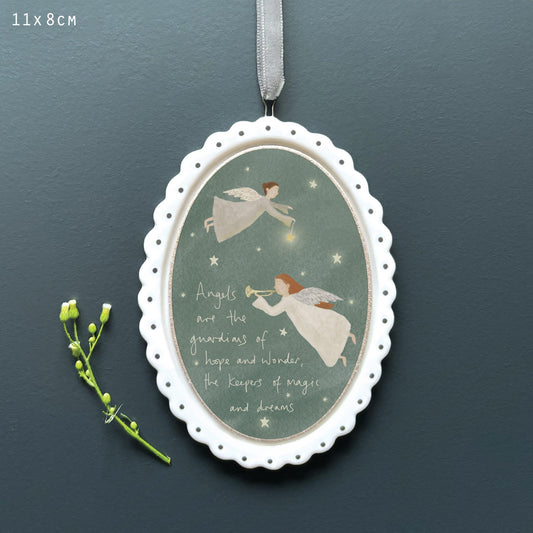 Angels The Guardians Hopes & Dreams Scallop Oval Frame