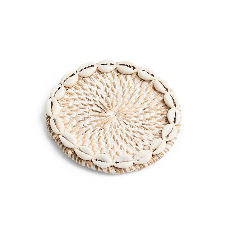 Rattan Cowrie Shell Coaster