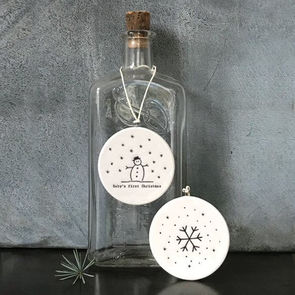 Baby First Christmas Flat Porcelain  Bauble