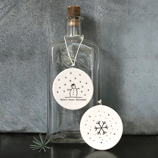 Baby First Christmas Flat Porcelain  Bauble