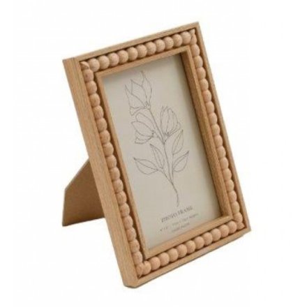 Light Wood Beaded Photo Frame