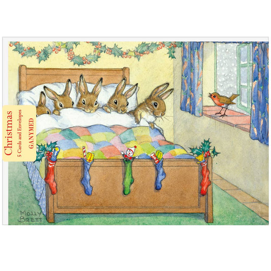 Five Rabbits in Bed on Christmas Morning Christmas Pack