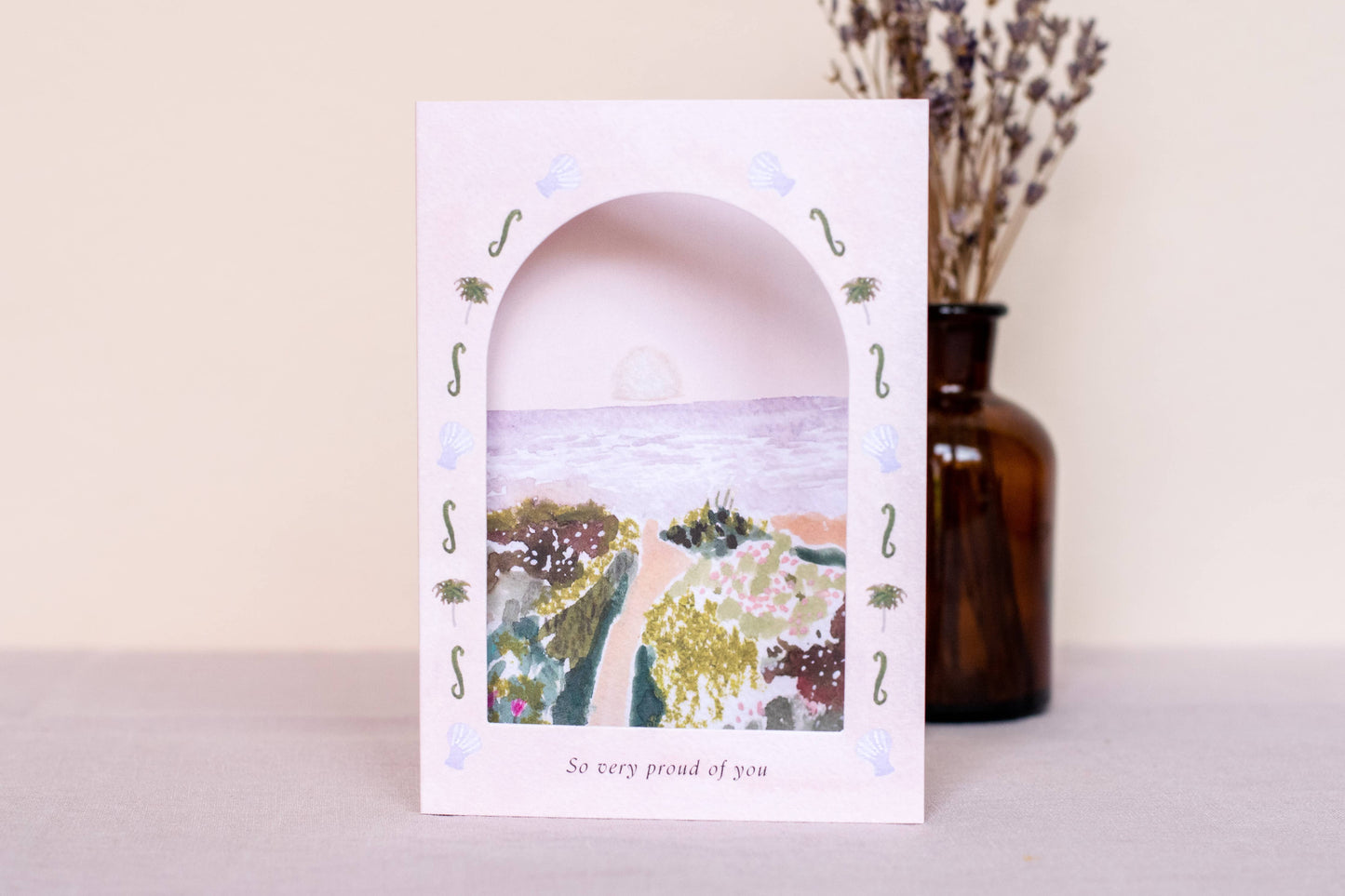 'Proud of you' Beach Arch Window Congratulations Card