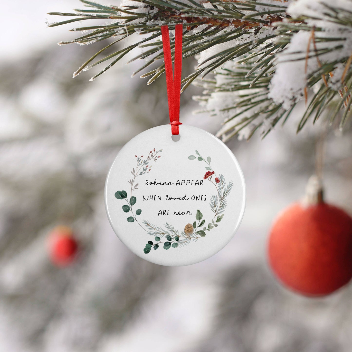 Rememberance Robin Wooden Christmas Ornament