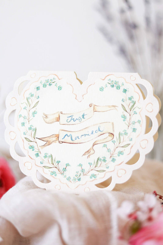 Just Married Heart Card