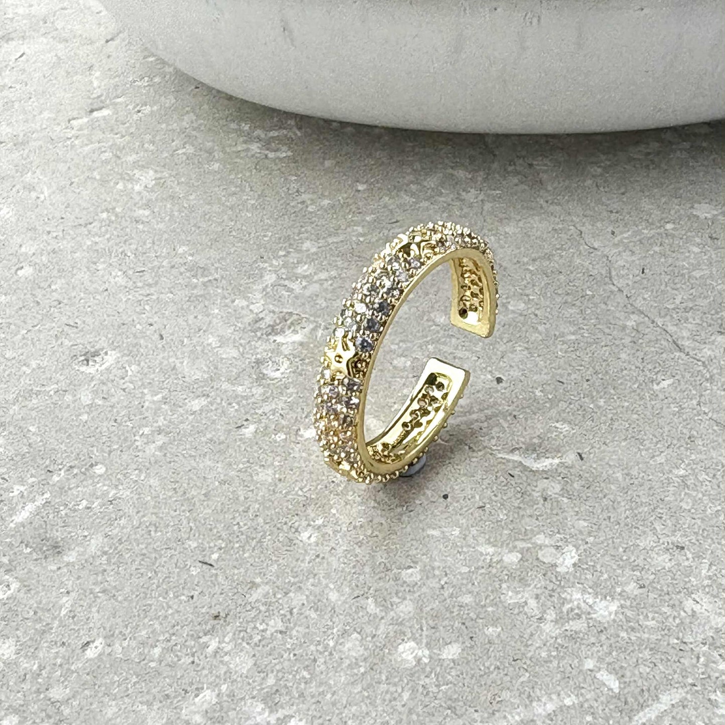 Tarnish Resistant Star/Zirconia Open Ring
