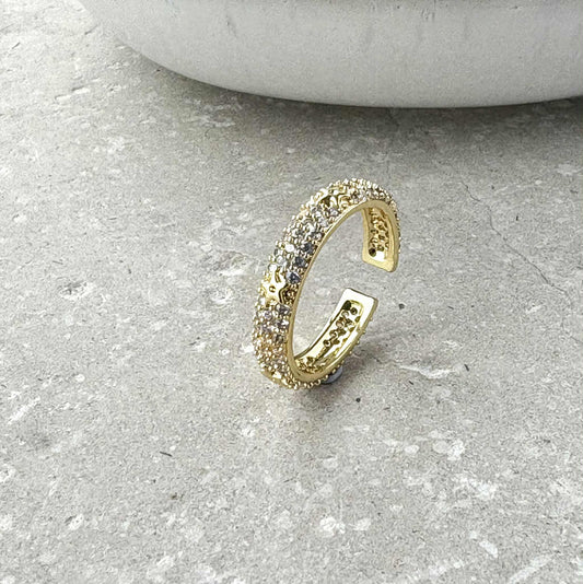 Tarnish Resistant Star/Zirconia Open Ring