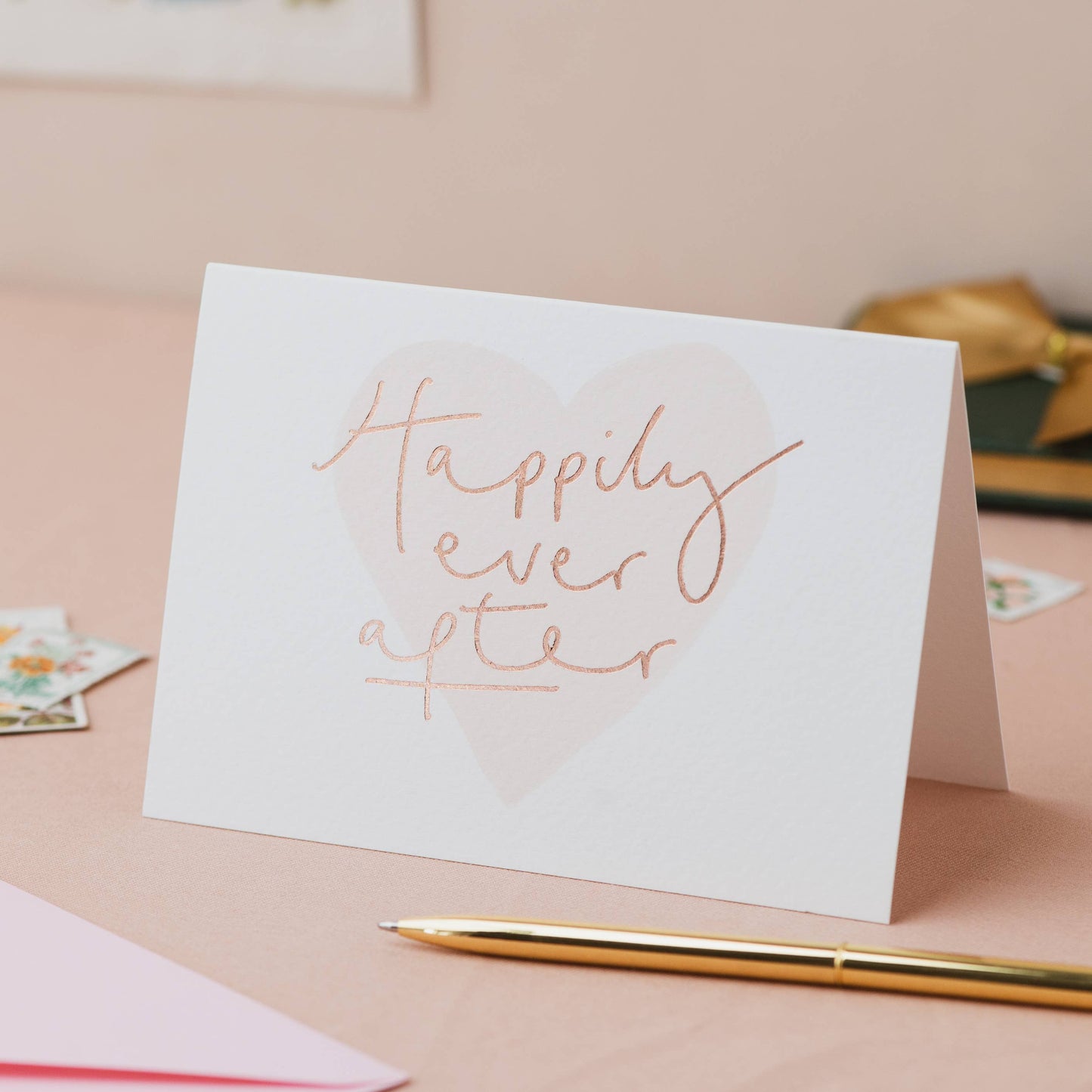 'Happily Ever After' Heart Rose Gold Foil Card