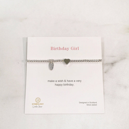 Birthday Girl Child's Silver Bracelet