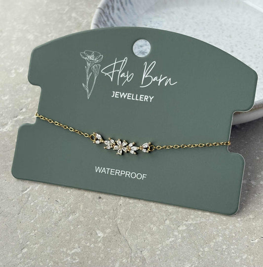 Tarnish Resistant Flower Zirconia Bracelet
