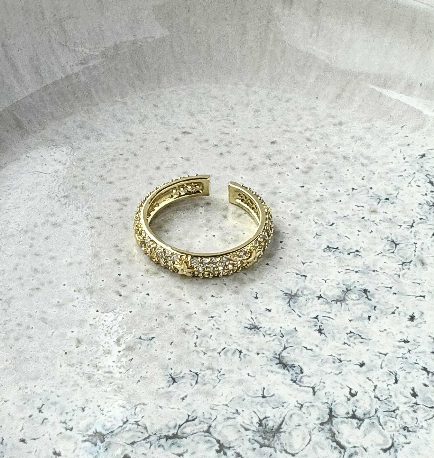 Tarnish Resistant Star/Zirconia Open Ring