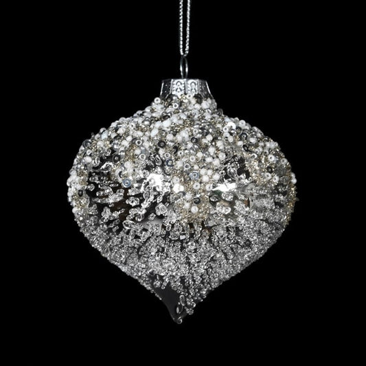 Silver Sequin Onion Bauble