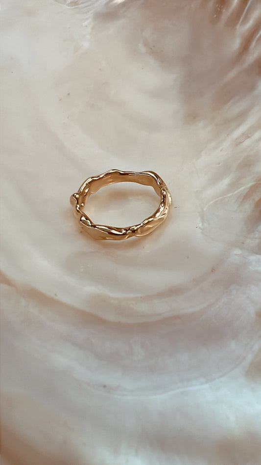 18K Gold Plated Hammered Ring