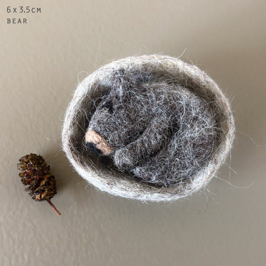 Needle felted sleeping-Bear