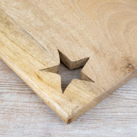 WOOD STAR CUT OUT CHOPPING BOARD, 49CM