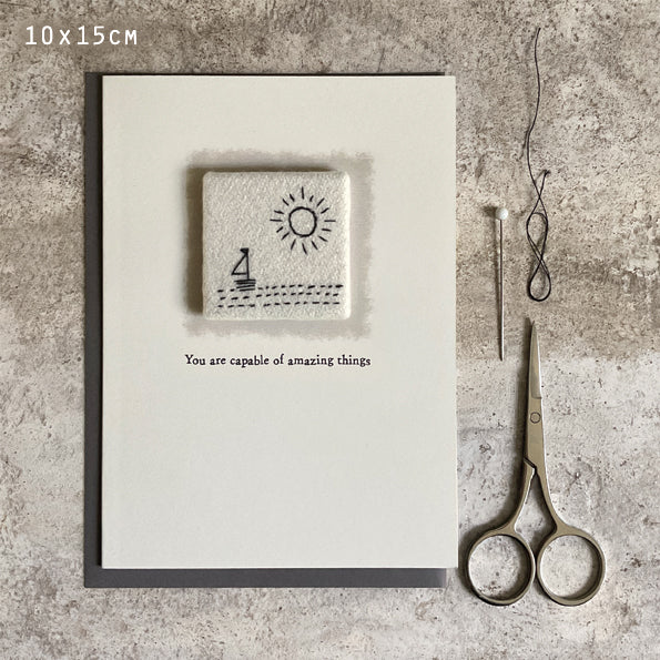 Amazing things embroidered card