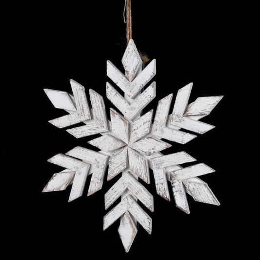 Distressed White Hanging Snowflake