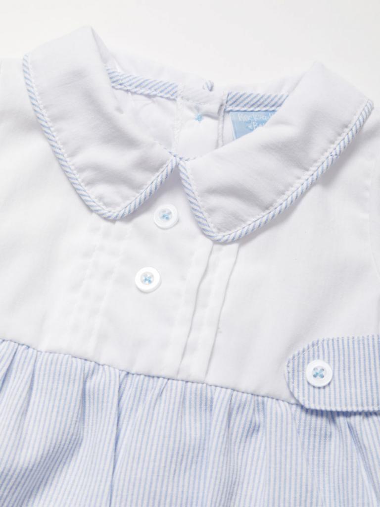 Striped Cotton Romper with Peter Pan Collar