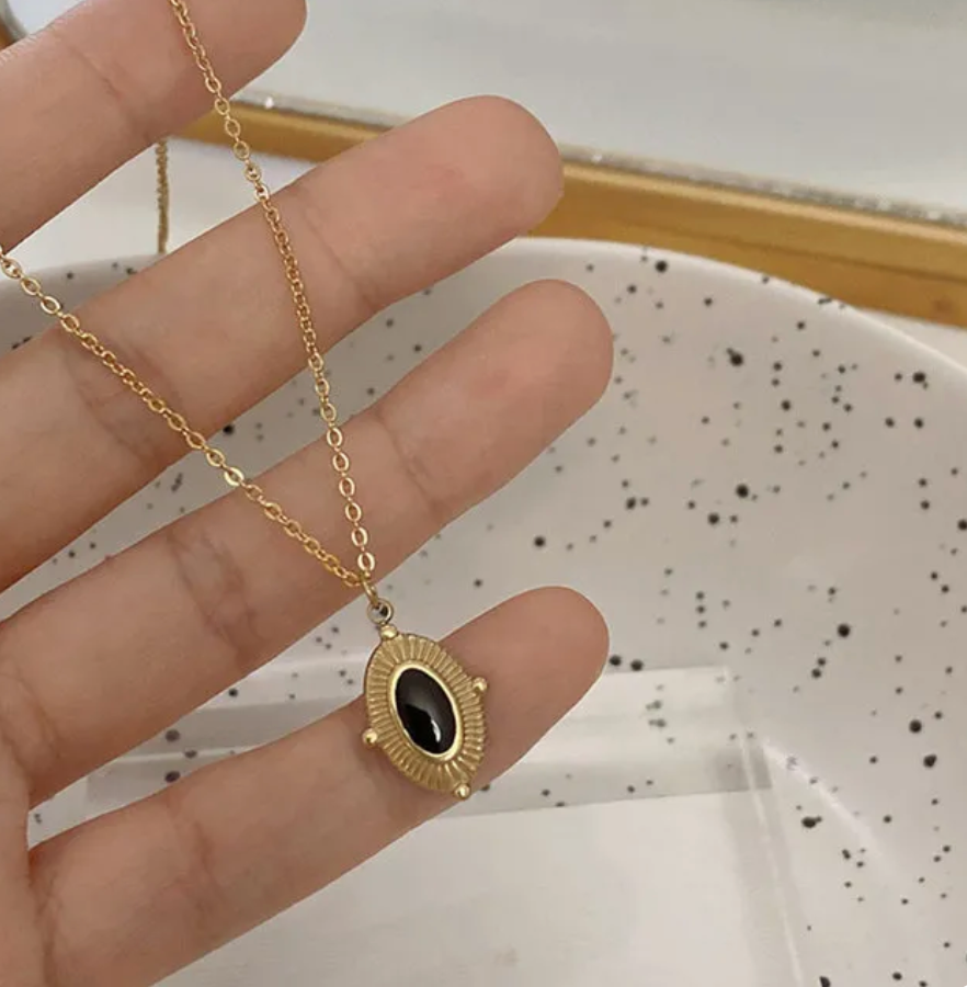 Black Oval Necklace