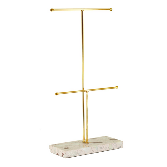 Double Terrazzo Gold Jewellery Stand