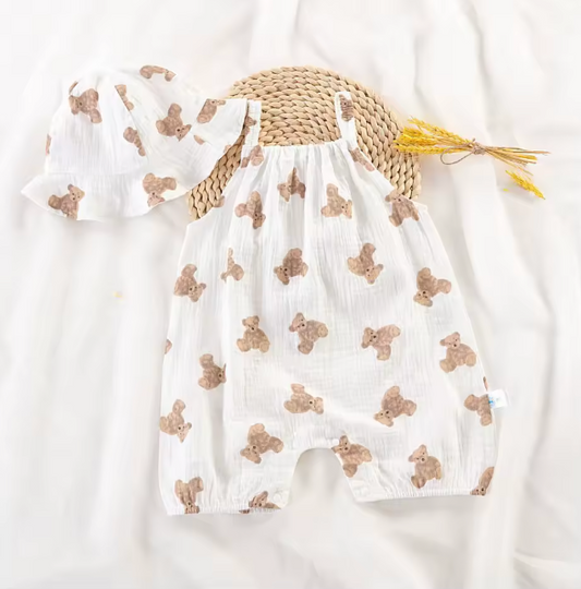 Summer Bear Romper with Hat