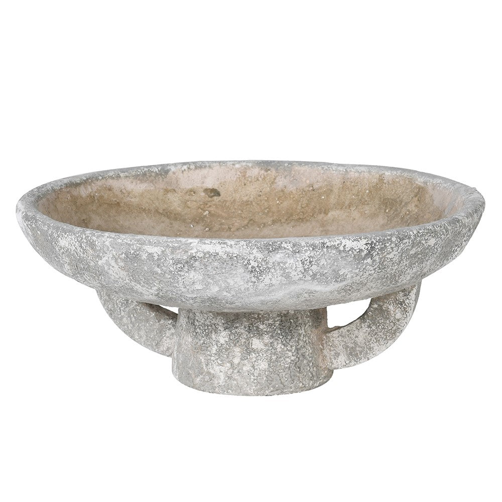 Distressed Footed Cement Bowl