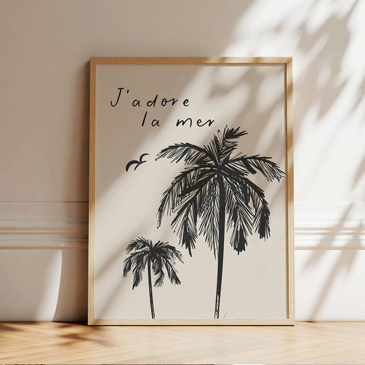 J'adore la mer, I love the sea, Art Print