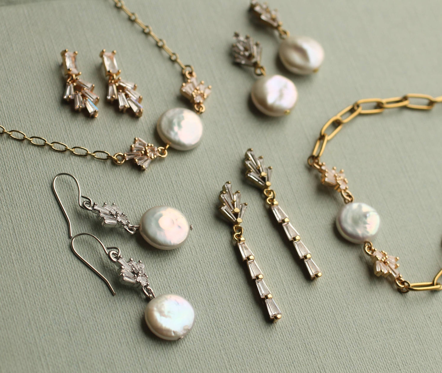 Art Deco Crystal Pearl Earrings