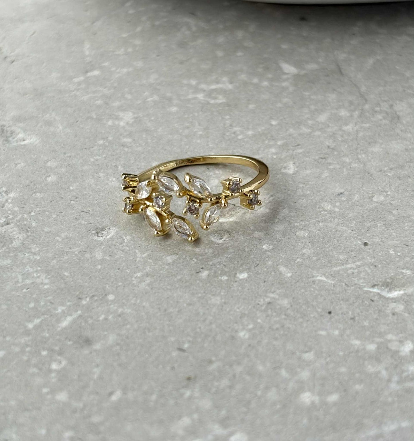 Tarnish Resistant Zirconia Vine Open Ring