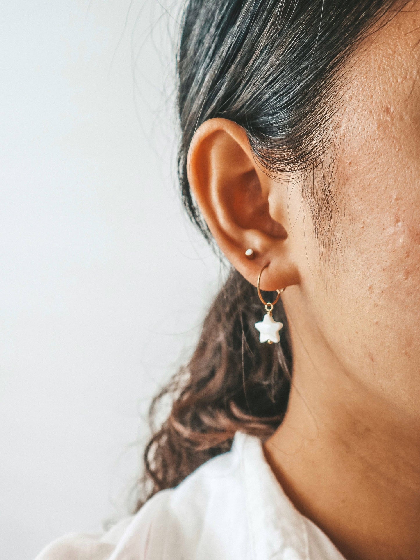 Bintang Mother Of Pearl Hoop Earrings