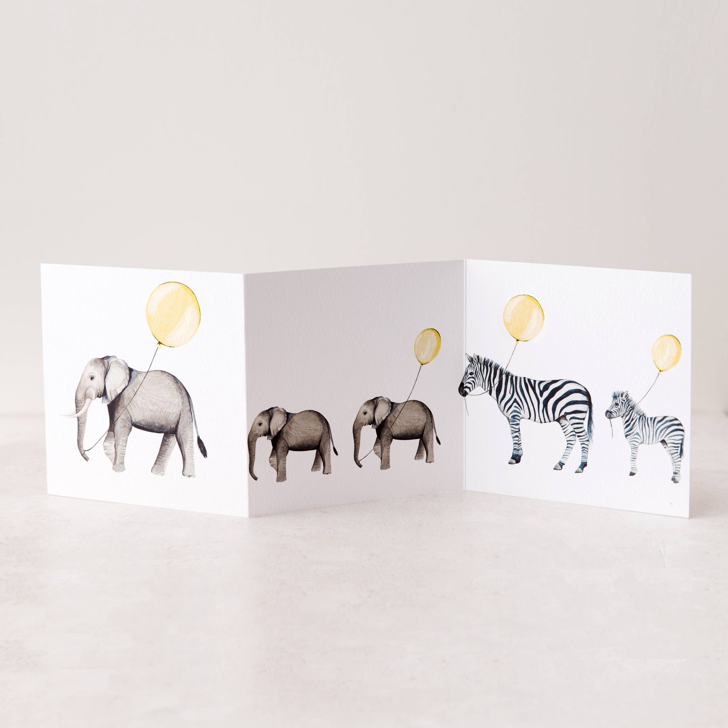 New Baby Elephant Watercolour Concertina Greetings Card