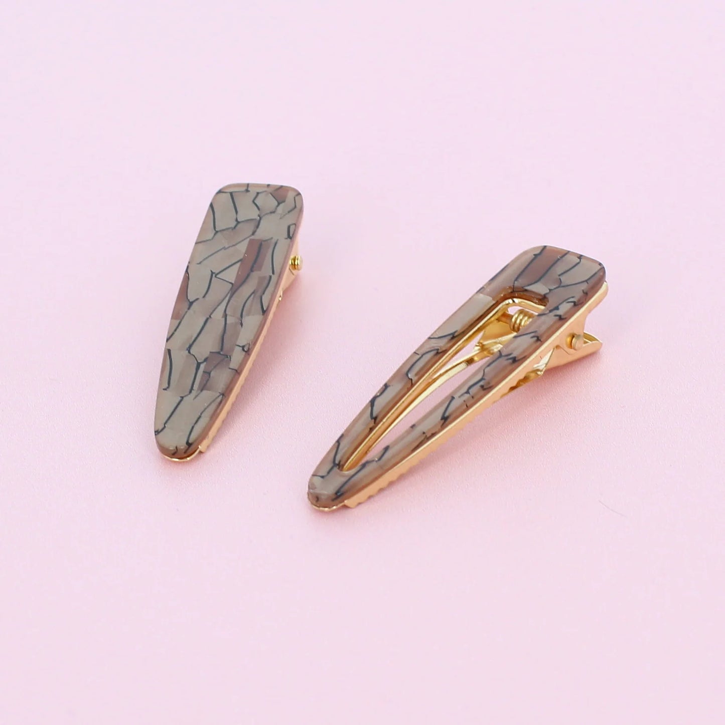 Set of 2 Taupe Abalone Hair Clips