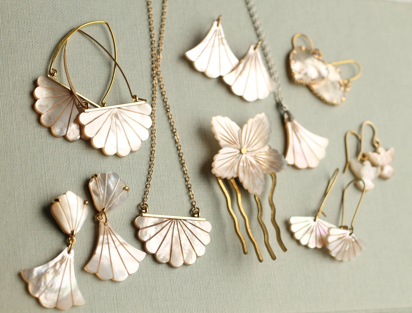 Mother of Pearl Art Deco Earrings