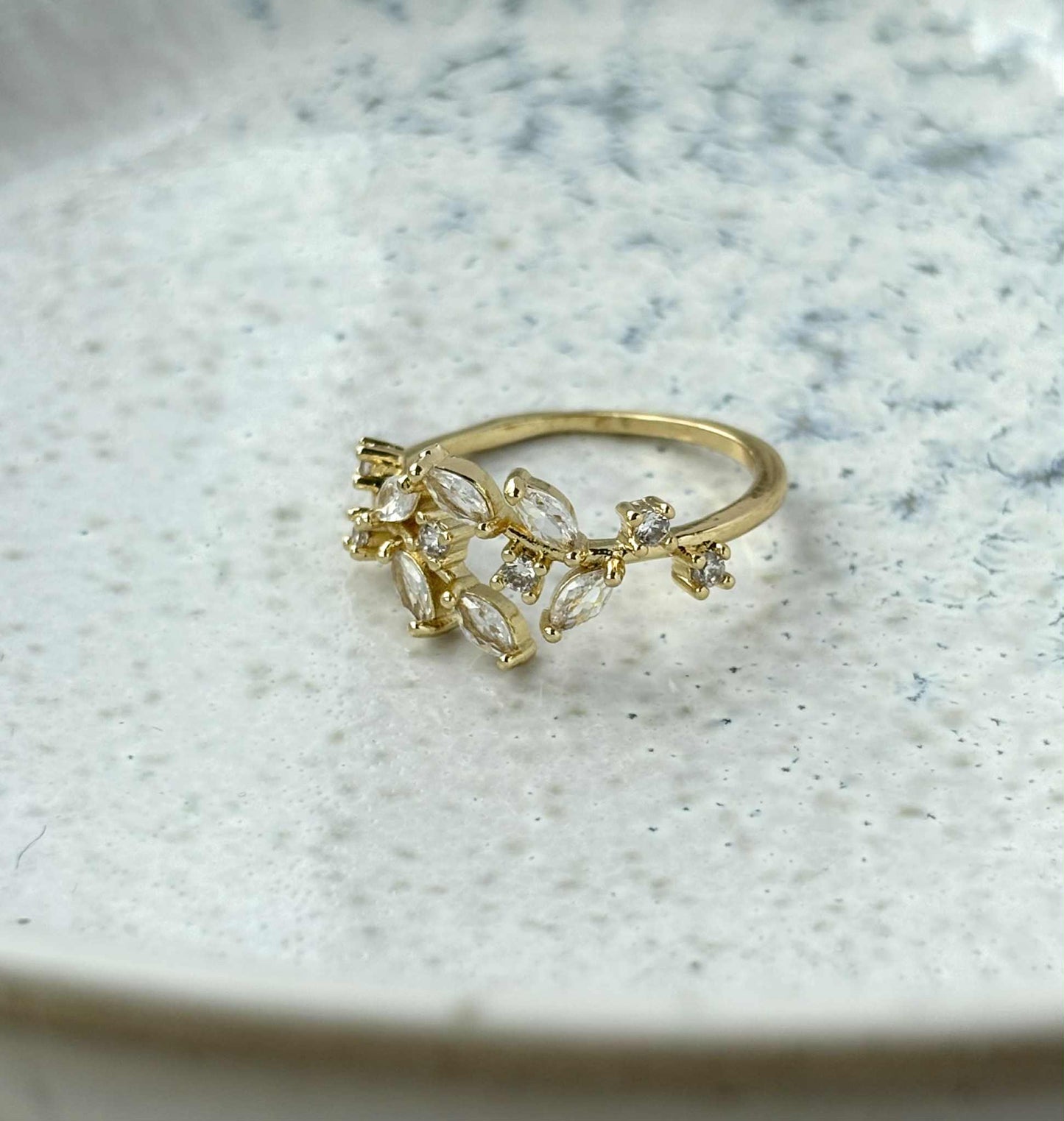 Tarnish Resistant Zirconia Vine Open Ring
