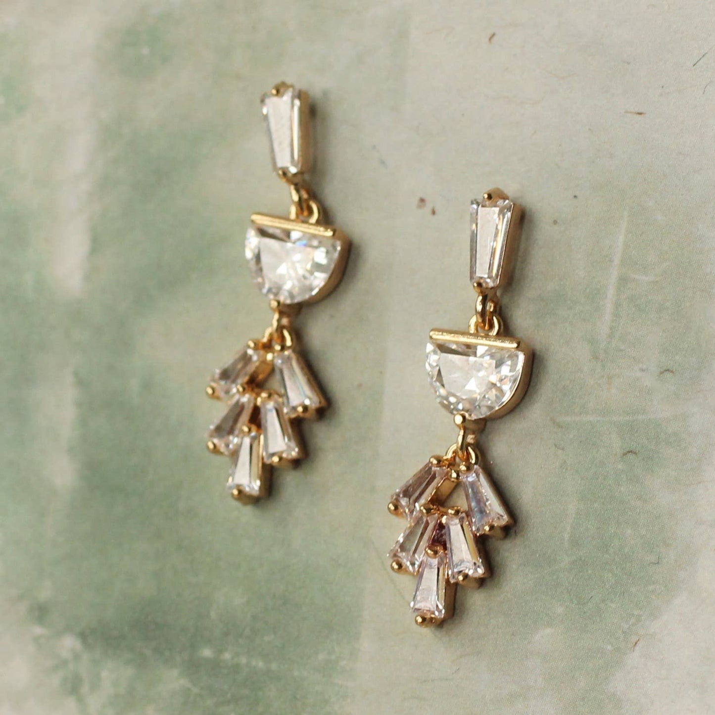 Art Deco Crystal Moon Earrings